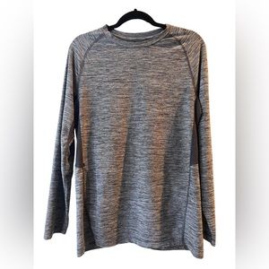 Russell Athletic T-Shirt Crew Neck Long Sleeve Gray Black Large